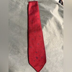 Dior Men's Red Tie with Small Navy Dot Motif
